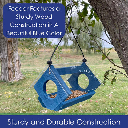 Backyard Essentials Petite Bluebird Feeder with Plexiglass Roof and Powder Coated Steel Mesh Basket Bird Feeder Tray
