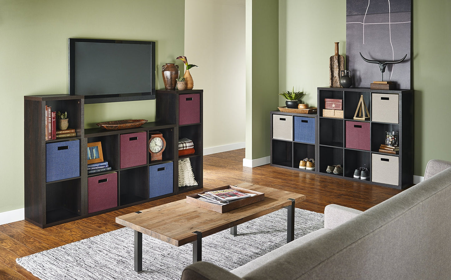 ClosetMaid 4 Cube Storage Shelf Organizer Bookshelf with Back Panel, Easy Assembly, Wood, Black Walnut