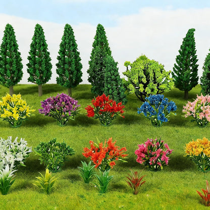 Gallipower 70pcs Model Trees 1.57-2.55" Mixed Diorama Model Tree Colourful Flower Trees Grass Architecture Mini Trees for Crafts Building Model Railway Scenery Landscape Supplies (Style 03)