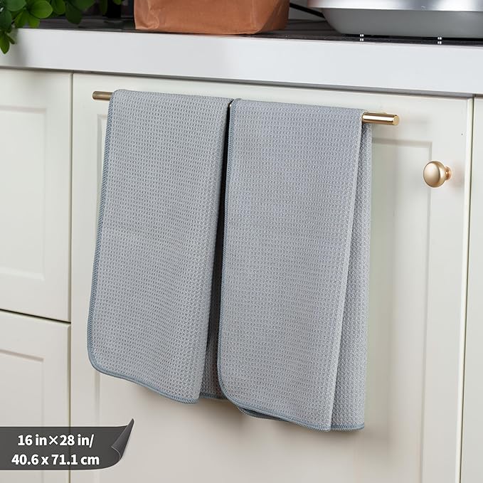 POLYTE Premium Microfiber Kitchen Dish Hand Towel Waffle Weave 12 Pack