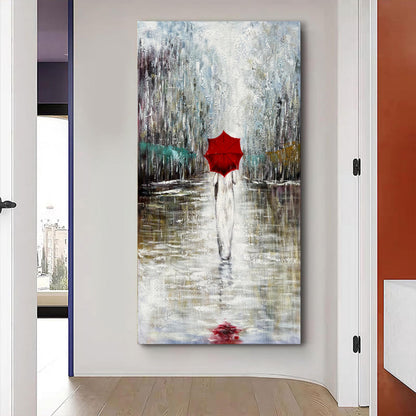 Diathou Art Hand-Painted Landscape Oil Painting Contemporary Abstract Vertical Canvas Frame Wall Art Living Room Bedroom Wall Decoration 47x23 Inches