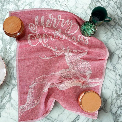 sea me at home Christmas Tea Towel Set of 4-100% Cotton Jacquard Kitchen Towels