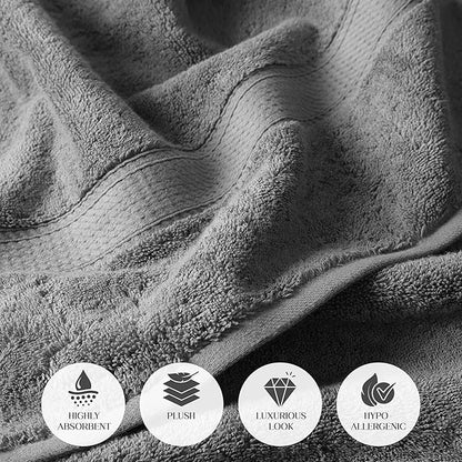 SUPERIOR Egyptian Cotton Pile 6 Piece Towel Set, Includes 2 Bath, 2 Hand