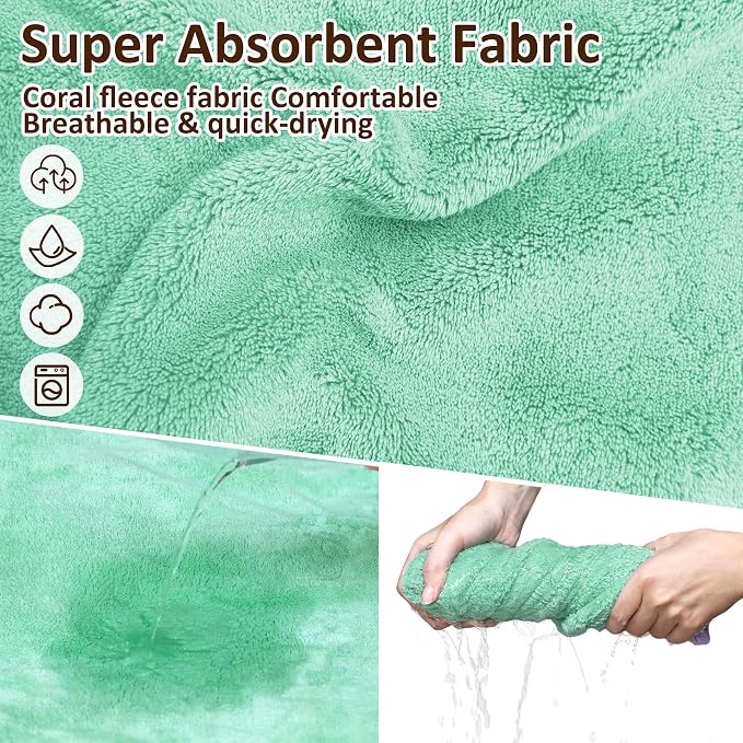 Soft Dog Bathrobe Fast Drying Dog Coat, Super Absorbent Dog Towels for After Bath, Microfiber Pet Robe Adjustable Collar & Belly Warm Keeping Dogs Coat for Pet Dogs & Cats (Green, 3X-Large)