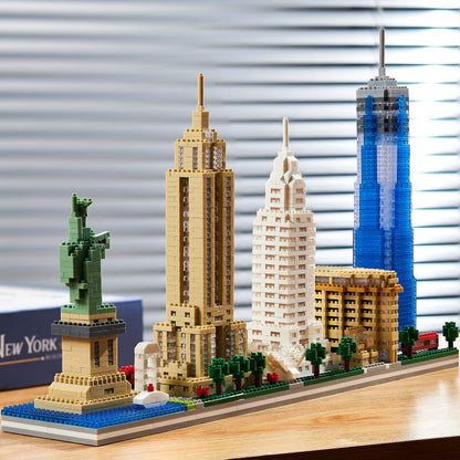 KLMEi City Architecture New York Skyline Micro Building Blocks Set for Adults NYC Skyline Collection Model Kit for Adult Age of 14+ 3452 Pieces