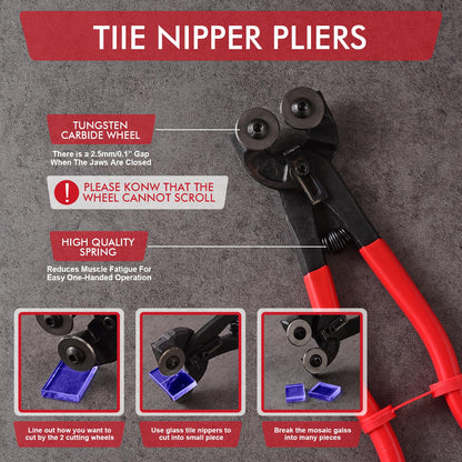 Stained Glass Cutter, Glass Cutting Tool with Tile Nippers for Stained Glass Tiles Mosaic Cutting
