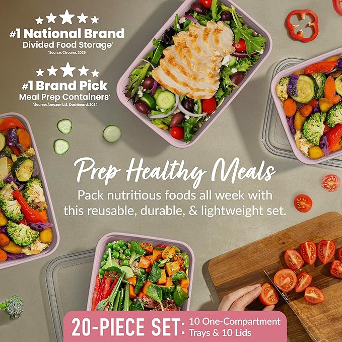 Bentgo Prep - 20-Piece 1-Compartment Reusable Meal Prep Containers