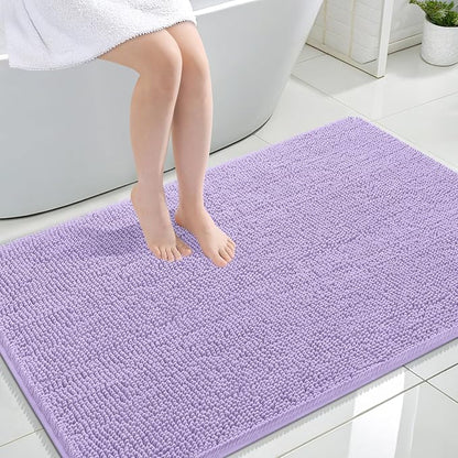 OLANLY Large Bathroom Rugs 44x32, Extra Soft Absorbent Chenille Bath Rugs, Rubber Backing Quick Dry, Machine Washable Bath Mats for Bathroom Floor, Tub and Shower, Home Decor Accessories, Lavender