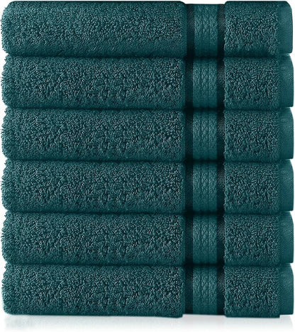 Cotton Craft Ultra Soft 6 Pack Hand Towels 16x28 Teal Weighs 6 Ounces Each