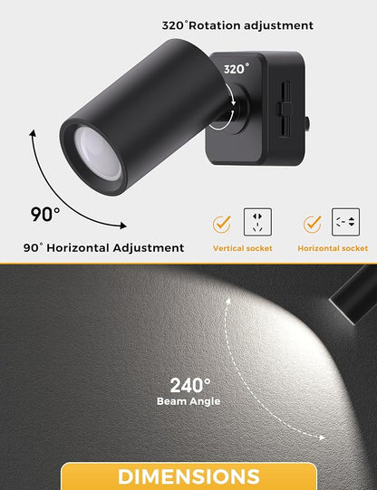 L LOHAS LED Night Lights Plug into Wall, [2-Pack] Rotatable Night Lights with Dusk to Dawn Sensor, 0-100 LM Brightness Adjustable,Daylight White 5000K Spot Light Indoor for Bathroom Hallway
