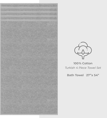 American Soft Linen Luxury 4 Piece Bath Towel Set, 600 GSM 100% Cotton Turkish