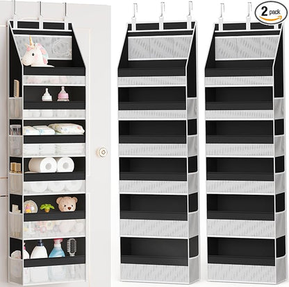 Criusia 2 Pack Over the Door Organizer, Heavy-Duty 6-Shelf Hanging Storage