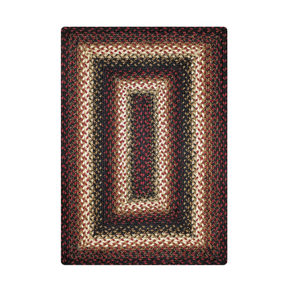 Prescott Jute Braided Rugs 20x30 - Primitive Black and Burgundy Rug for Entryway, Kitchen and Bathroom