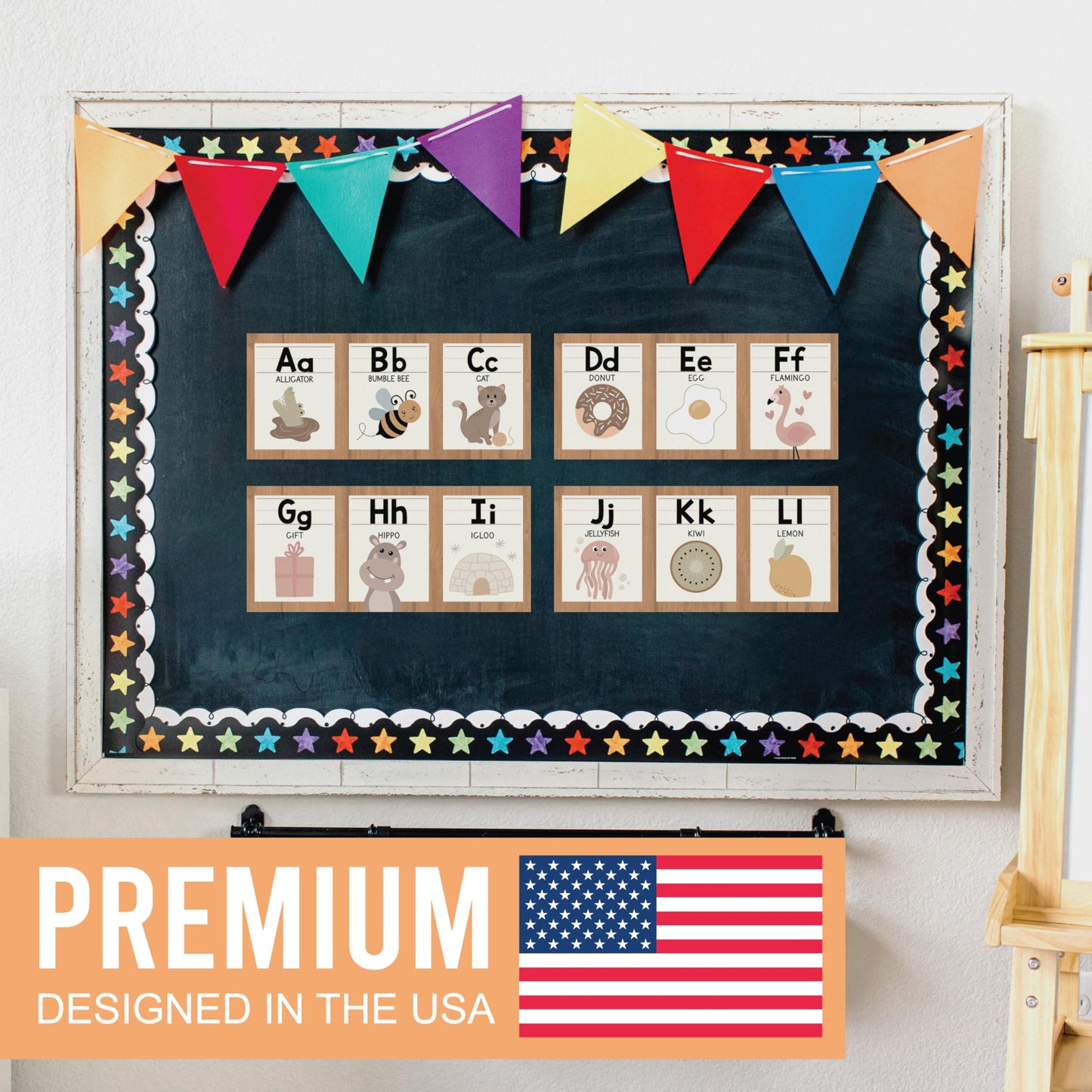 Hadley Designs Alphabet for Classroom Wall Decor - ABC Posters for Classroom Wall Chart Preschool & Kindergarten, ABC Letters & Number Line Elementary, Alphabet Cards, Boho Classroom Decor