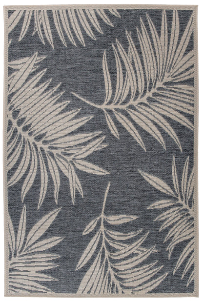 Rugshop Leaf Design for Patio Rugs,Deck Rugs,Balcony Rugs Indoor/Outdoor Area Rug 4' X 6' Blue