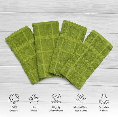 100% Cotton Terry Dish Towels, 4 Pack Plain, 16 x26 Inches, Super Soft and