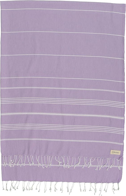 Bersuse Towels Anatolia XL Beach Blanket Throw Blanket Turkish Towel 100% Cotton Extra-Large Quick-Dry Lightweight Premium Peshtemal Towel - 61x82 Inches, Lilac