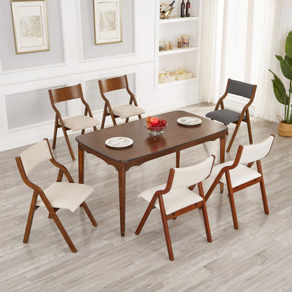 Ball & Cast Upholstered Folding Chairs Set of 2, Kitchen Dining-Chair w/Solid Wood Frame, Portable Activity Neeting Chair,No Assembly Needed, Easy Carry and Storage,Walnut+Taupe