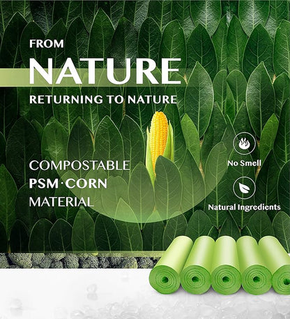 FORID 2.6 Gallon Compostable Garbage Bags, 5 Rolls – Green, Unscented Trash Bags