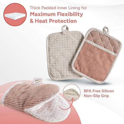 Casa Platino Cute Oven Mitts & Pot Holders, 4-Piece – Oven Mitts Heat Resistant