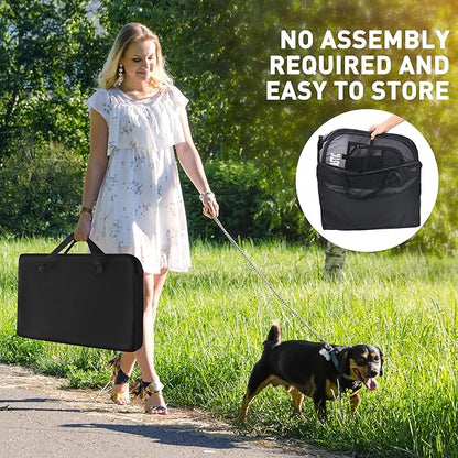 Portable Pet Playpen for Small Dogs & Cats, Foldable Puppy Safety Pen with Removable Zipper Top, Breathable Mesh Dog Delivery Room, Indoor Isolation Cage for Kittens/Rabbits (Dark Grey, Small)