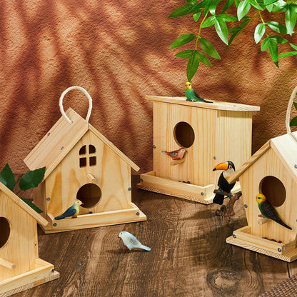 Liliful 12 Pack Birdhouse Crafts for Kids, Wooden Creative DIY Bird House Kits Arts and Crafts Set for Kids and Adults, Spring Birthday Gifts for Toddlers Ages (Seasonal Style)