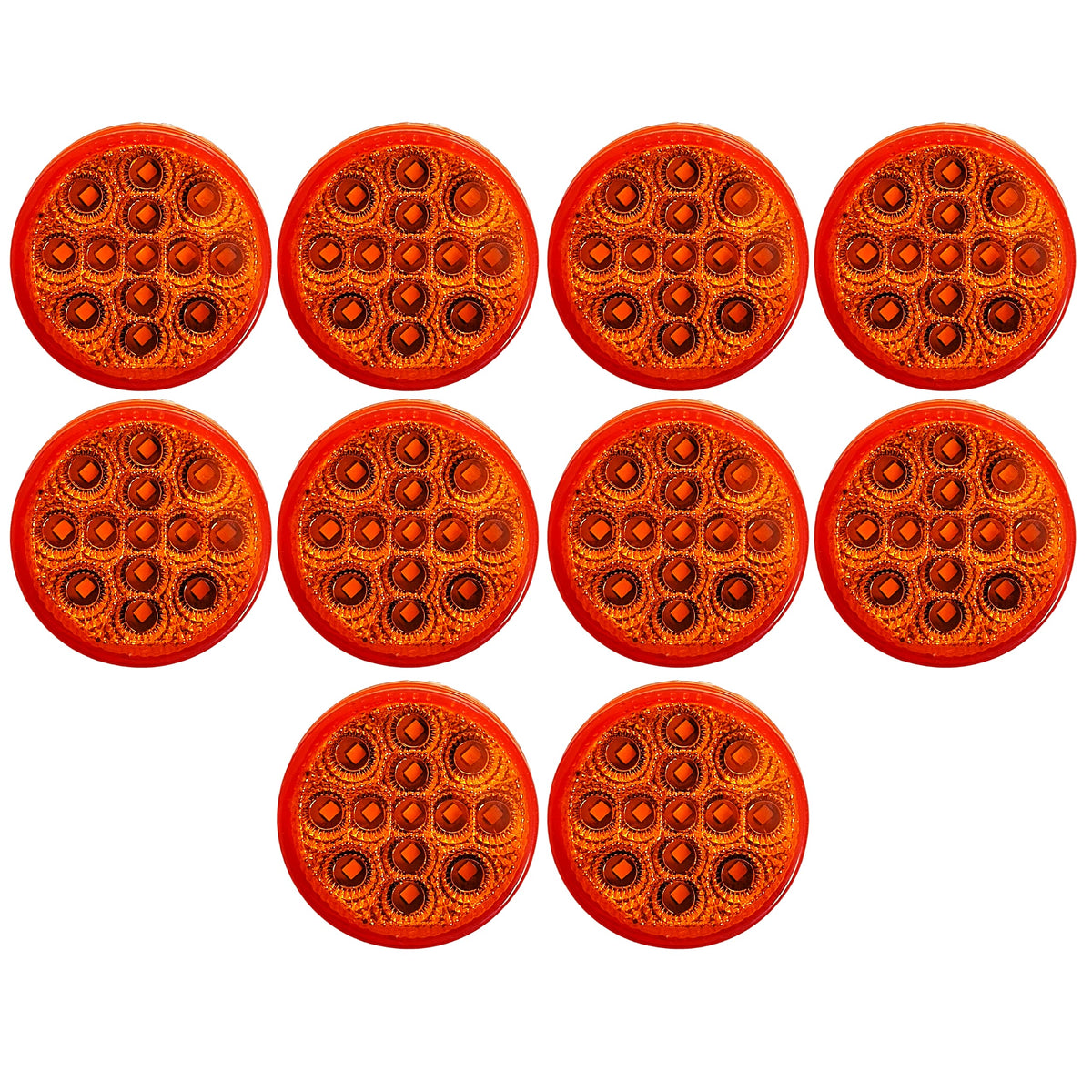 All Star Truck Parts Amber LED Clearance Marker Lights Kit, 10x 2.5in Round, 13 Diodes, Waterproof, Model ASA2513A10-N