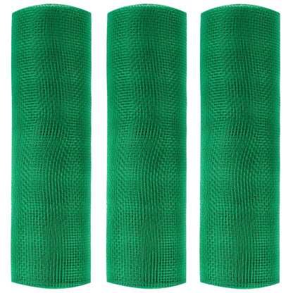 JStnana 3 Rolls Green Burlap Deco Mesh Ribbon for Wreath Crafts, 10 Inch x 30FT Per Roll Decorative Mesh Ribbon Wrapping Ribbon Rolls for Christmas Tree New Year DIY Crafts Making