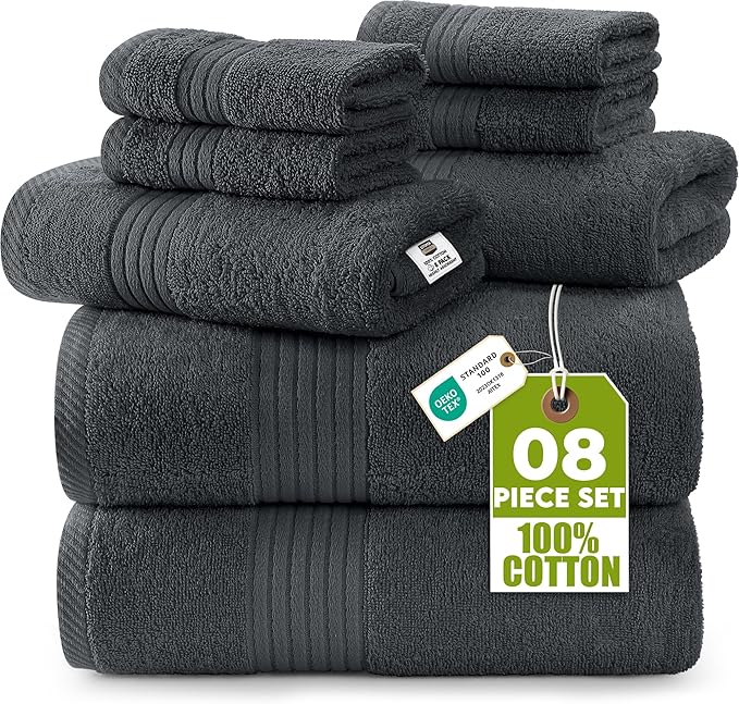 Utopia Towels 8 Piece Premium Towel Set, 2 Bath, 2 Hand, and 4 Washcloths
