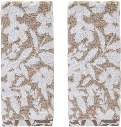 SKL Home Bedford Floral 100% Cotton Premium 2-Piece Hand Towel Set, 600 GSM