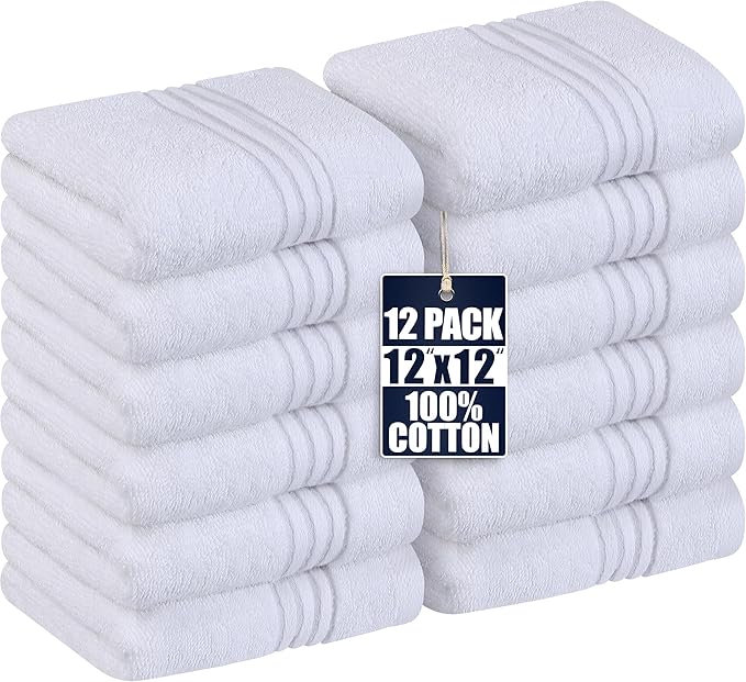 Utopia Towels Wash Cloths Set, 12 by 12 Inches, 100% Cotton Ring Spun, Highly