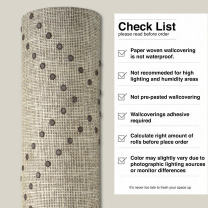 Ansehan Hand-Crafted Wallcovering HA3002 Droplets 36" W x8 Yard L Textured, Modern, Non Prepasted Natural Home Décor for Living Sapce, Beige, Light Wheat/Grey Brown