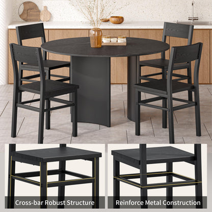MECHYIN Dining Chairs Set of 4, Rustic Wood Dining Room Chairs with Thickened and Strengthened Metal Steel Frame & Slat Back, Modern Farmhouse Chair for Kitchen, Dining Room (4, Dark Black)