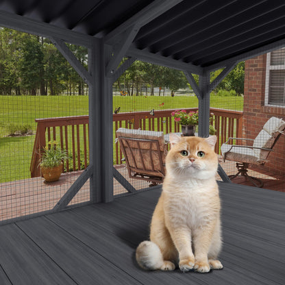 KEIKI Catio Window Perch for Indoor Cats,Large Wooden Outdoor Cat Window Enclosure Box for Cats Sunbathing, Napping, Overlooking,Light Gray