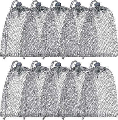 TecUnite 10 Pcs Mesh Bags Drawstring Laundry Bags Large Nylon Mesh Gift