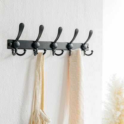 Dseap Coat Rack Wall Mount, Heavy Duty 12-Gauge Base vs Flimsy 1mm, Double-Thick Solid Anti-Snap Hooks, 16” Stud-Mount, Stainless Steel Hanger for Clothes Hat Entryway Closet Mudroom, Black