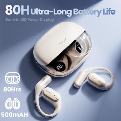 2026 Upgraded Open Ear Headphones,Over Ear Earbuds with Ergonomic Earhook,Bluetooth Headphones 6.0 with Smart Digital Display,80H Playtime,IPX7 Waterproof,Touch Control Operate Fit Cycling (Skin)