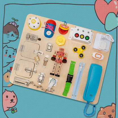 NILUTO Montessori Large Busy Board for Toddlers 3 Years Old - 20 in 1 Wooden Sensory Educational Toys -Fidget Toys for Autistic Children-Preschool Learning Activities Fine Motor Skills