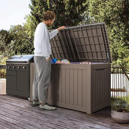 Devoko XXL 230 Gallon Resin Large Deck Box Waterproof Outdoor Storage Box Loackable for Patio Furniture Cushions and Garden Tools