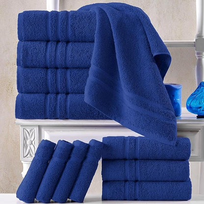 Hawmam Linen Royal Blue Bath Towels 4 Pack Soft and Absorbent