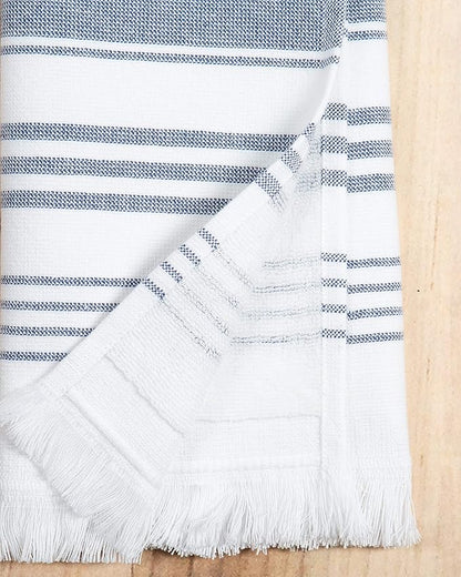 Sticky Toffee Hand Towels for Bathroom Set of 2 – 28x16 in White and Navy Blue