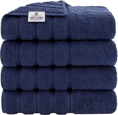 American Soft Linen Luxury 4 Piece Bath Towel Set, 600 GSM 100% Cotton Turkish