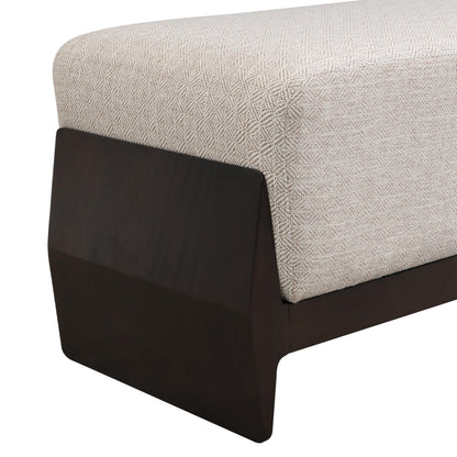 Christopher Knight Home Kingen 55'' Linen Fabric Upholstered End of Bed Ottoman, Wooden Living Room Ottoman Bench with Thick Soft Cushions, Long Entryway Bench, Long Seating for Bedroom, Brown + Beige