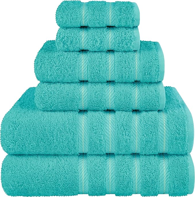 American Soft Linen Luxury 6 Piece Towel Set, 2 Bath Towels 2 Hand Towel 2