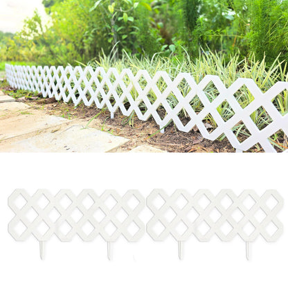 LaLaGreen Garden Edging Border (23x8.5 Inch, 10 Pack) White Plastic Fence Panels, Landscape Edging for Yard Lawn Patio Pathways Trees, Decorative Flower Bed Borders Outdoor Style Decor