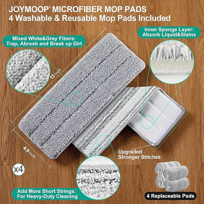 JOYMOOP Mop and Bucket with Wringer Set, Flat Squeeze Mop Flat Head, Dust Mops