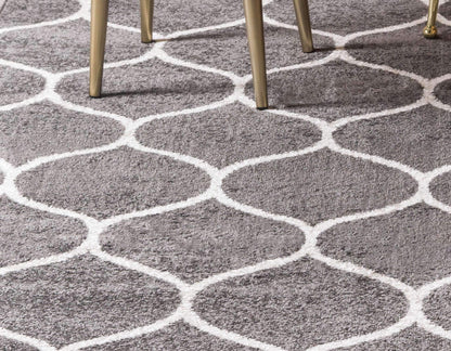 Unique Loom Trellis Frieze Collection Area Rug - Rounded (8' x 10', Dark Gray/ Ivory)