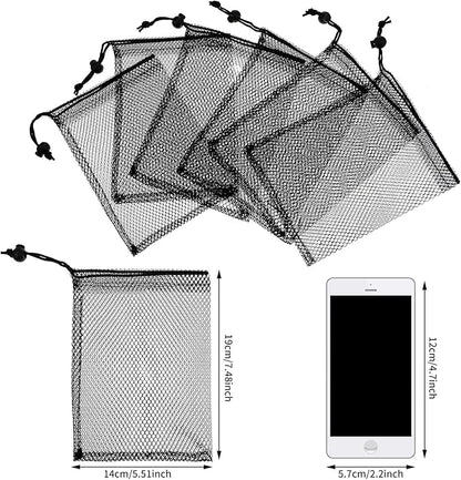 TecUnite 10 Pcs Mesh Bags Drawstring Laundry Bags Large Nylon Mesh Gift
