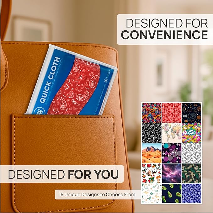 Quick Cloth Microfiber Glasses Cleaning Cloths – 8x8, Paisley Red, 1 Pack
