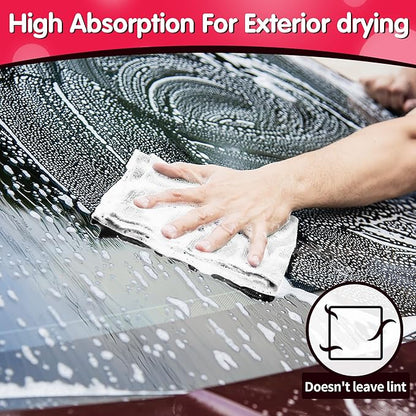 FIXSMITH White Microfiber Cleaning Cloth, Reusable Shop Towels, Microfiber